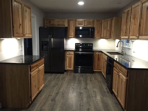 hickory cabinets with stainless steel appliances|hickory wooden cabinets.